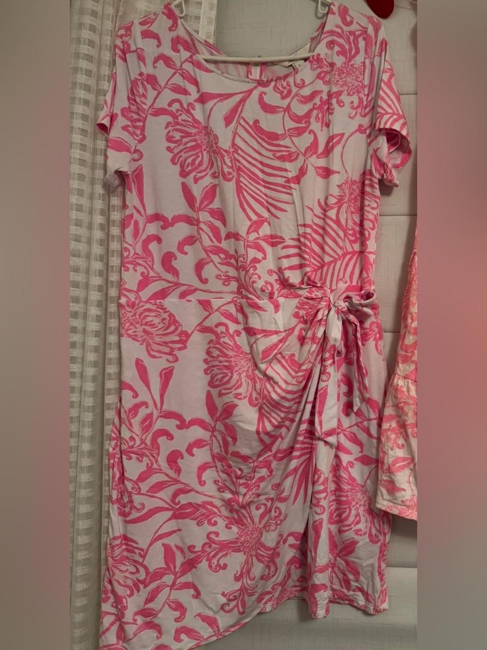 Lilly Pulitzer Pink Floral Print Tie-Waist Dress